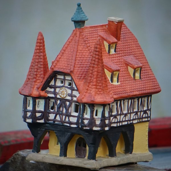 PREISSENKUNG! Rathaus • Lichthaus • Michelstadt • Keramik Sammlerstück handbemalt