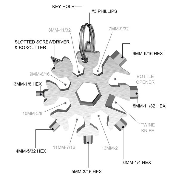 18 in 1 • Multifunktionswerkzeug "Schneeflocke" z.B. Heimwerker, Camping, Fahrrad Reparatur,