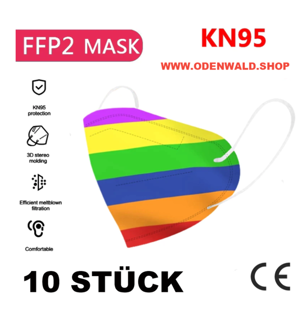 NEU! 10x Rainbow Atemmasken Regenbogenfarben (CE geprüft) Die Maske der Toleranz...