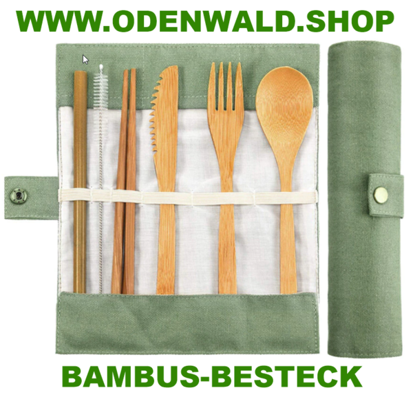 Umweltfreundliches  Besteck Set Bambus | Reisebesteck | Besteck Holz  (grün)